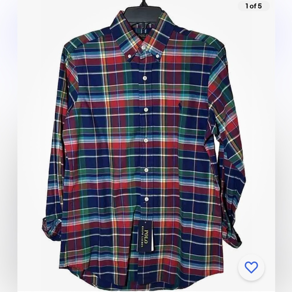 NWT Polo Long Sleeve Men’s Plaid Classic Fit Button Down Long Sleeve Sz S